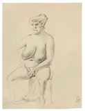 Akt auf Stuhl by Otto Dix, Um 1923, Bleistift auf festem Papier, sold Nov 2010