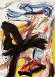 Walter Stöhrer, Noch nicht – Hommage à G.M. Hopkins, 1997, Öl und Collage auf Leinwand