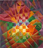 Otto Möller, Schachspieler, 1921, Öl auf Leinwand