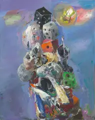 Das Würfelspiel by Bernhard Heisig, 1989, Öl auf Leinwand, sold Nov 2025