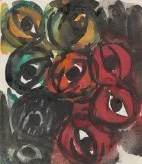 Ernst Wilhelm Nay, Augen I, 1963, Aquarell auf Papier