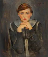 Willy Jaeckel, Luise Ullrich als Johanna von Orleans, Um 1936, Öl auf Leinwand. Doubliert