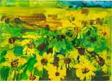 Rainer Fetting, Sonnenblumenfeld, 1995, Öl auf Leinwand