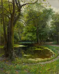 Peder Mønsted, Sommertag im Hofgarten, 1901, Öl auf Leinwand. Doubliert