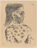 Pablo Picasso, Buste au corsage à carreaux, 1957, Lithografie auf Arches-Velin
