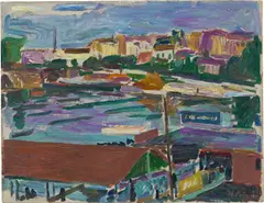 Hans Purrmann, Industriehafen an der Seine (?), 1907, Öl auf Leinwand auf Pappe