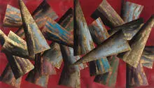 Judy Stabile, Untitled, 1989, Reverse painted glass with copper and gold leaf