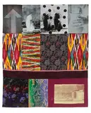 Robert Rauschenberg, Samarkand Stitches #V (Samarkand Stitches series), 1988, Unique screenprint in colors on Ikat silk and fabric assemblage
