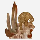 Mary Ogden Abbott, Confronted Mountain Lion, c. 1920, carved redwood with gilding