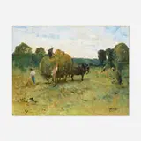 Pierre Eugène Montézin, La Fenaison, oil on paper laid to canvas