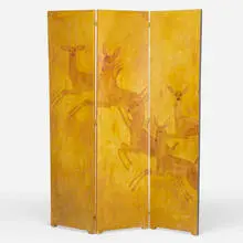 Charles Baskerville, Three panel screen, oil on wood