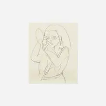 Ernst Kirchner, Mädchen im Spiegel, graphite on paper