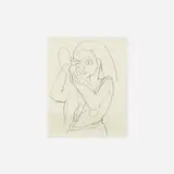 Ernst Kirchner, Mädchen im Spiegel, graphite on paper