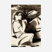 In the Mountains I by Françoise Gilot, 1956, india ink wash on paper, sold Jun 2021