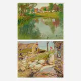 attribution Henry Bayley Snell, Two works, oil on canvas laid to board