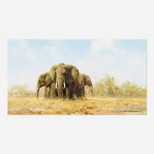 David Shepherd, Approaching Elephants, 1982, oil on linen