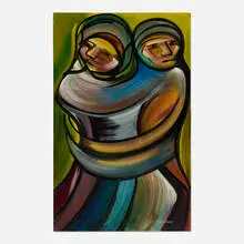 David Siqueiros, Dos Cabas, acrylic on Masonite