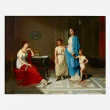 Cornelia and Her Jewels by Elizabeth Gardner Bouguereau, 1870, oil on canvas laid to board, sold Jun 2021