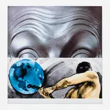 John Baldessari, Raised Eyebrows/Furrowed Foreheads: Figure with Globe, 2009, screenprint in colors