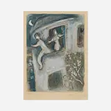 David Saved by Michael (from Drawings for The Bible) by Marc Chagall, 1960, lithograph in colors, sold May 2021