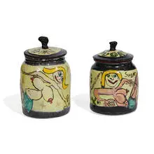 Michael Gross, White Flours and Sugar, two lidded jars