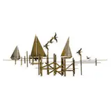 C. Jeré, Sailboats and Seagulls at the Docks wall sculpture