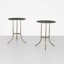 Cedric Hartman, occasional tables, pair, c. 1970, granite, brass