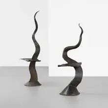 Cone tables, pair by Ron Arad, 1985, welded and blackened steel, sold Sep 2012