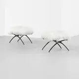 Alexander Logé, stools, pair, c. 2005, cast bronze, Mongolian wool