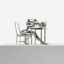 Seated Figure VII by Ernest Trova, 1990, chrome-plated brass, glass, sold Sep 2012