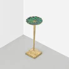 Pepe Mendoza, occasional table, c. 1960, brass, ceramic