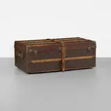 Louis Vuitton, train case, c. 1945, vinylized canvas, leather, brass, beech, linen