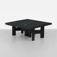 Ado Chale, coffee table, c. 1965, cast resin, malachite, enameled steel