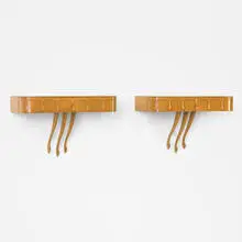 wall-mounted nightstands, pair by Osvaldo Borsani, c. 1945, pear wood, sold Sep 2012