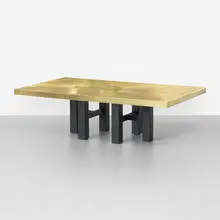 Lova Creation, coffee table, 1989, etched bronze, enameled steel
