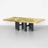 Lova Creation, coffee table, 1989, etched bronze, enameled steel