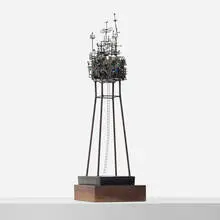 untitled by Joseph Burlini, 1965, steel, enameled steel, walnut, sold Sep 2012