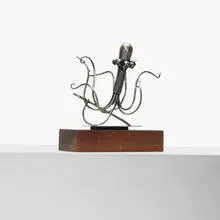 Paul A. Lobel, Octopus, c. 1950, sterling silver, walnut