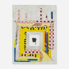 Malpi # 91 by Tony Berlant, 1992, found metal collage with steel brads over wood, sold Sep 2012