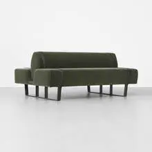 Tomas Maier, sofa from the Bottega Veneta boutique, Chicago, c. 2001, mohair, leather, enameled steel