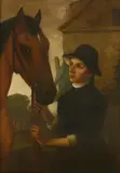Untitled by English School, English School (19th century) A LADY WITH A HUNTER Oil on canvas 81 x 53cm, sold Apr 2019