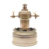 Untitled by Lippincott Soda Fountain Syrup Dispenser, 1900, cylindrical shape with double tap, surrounding wells for six glass fountain flavor dispensers, sold Apr 2023