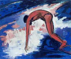 Helmut Middendorf, IM SPRUNG, 1981, Öl auf Leinwand