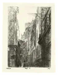 Paris IV by Lyonel Feininger, 1931, Kohle auf Japanbütten, sold Dec 2023