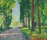 Philipp Franck, Blick auf Schloss Sanssouci in Potsdam, 1933, Öl auf Leinwand