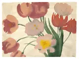 Emil Nolde, Rote Tulpen, Aquarell auf Japan