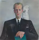 Conrad Felixmüller, Portrait mit griechischer Plastik“ (Bildnis Werner Ziegenfuß)
