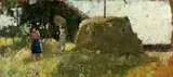 Lesser Ury, Bei der Heuernte, 1880, Öl auf Holz (Deckel einer Zigarrenkiste)