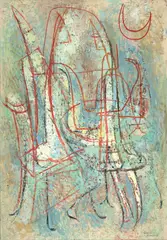 Jeanne Mammen, Mädchen im Garten, Um 1950, Öl auf Karton