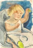 Otto Dix, Kind im Stuhl I, 1928, Aquarell und Bleistift auf Velin